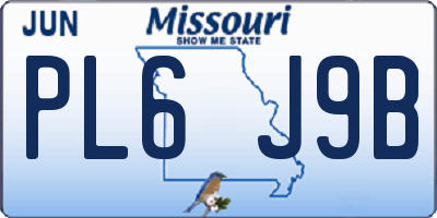 MO license plate PL6J9B
