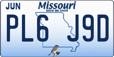 MO license plate PL6J9D