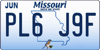MO license plate PL6J9F