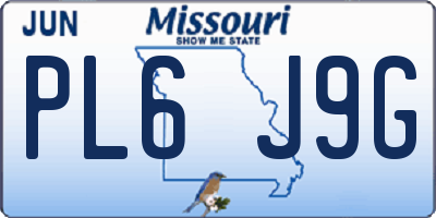 MO license plate PL6J9G