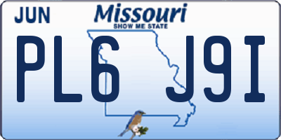 MO license plate PL6J9I