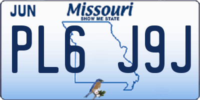 MO license plate PL6J9J
