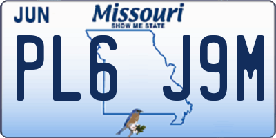 MO license plate PL6J9M