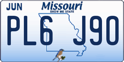 MO license plate PL6J9O