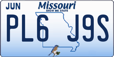 MO license plate PL6J9S
