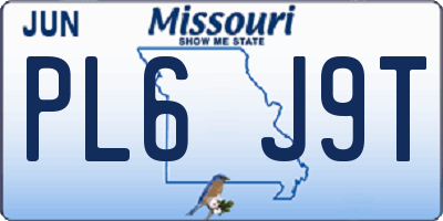 MO license plate PL6J9T