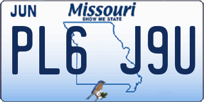 MO license plate PL6J9U