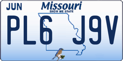 MO license plate PL6J9V