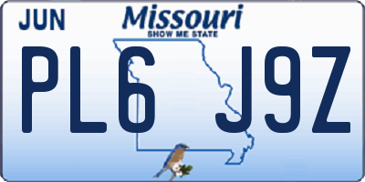 MO license plate PL6J9Z