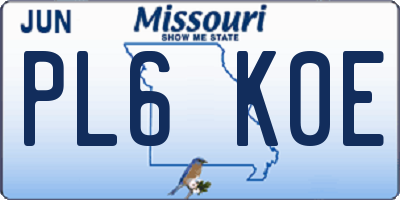 MO license plate PL6K0E