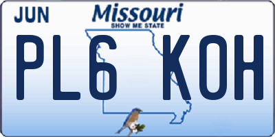MO license plate PL6K0H
