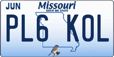 MO license plate PL6K0L