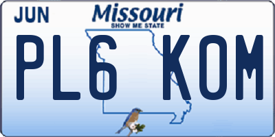 MO license plate PL6K0M