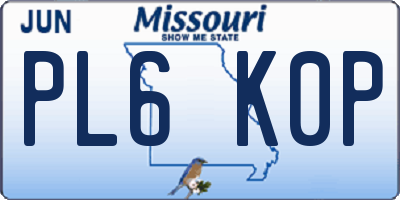 MO license plate PL6K0P