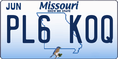 MO license plate PL6K0Q