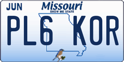 MO license plate PL6K0R