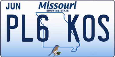 MO license plate PL6K0S