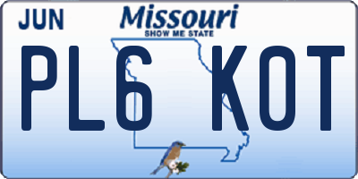 MO license plate PL6K0T