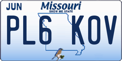 MO license plate PL6K0V