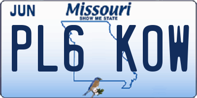 MO license plate PL6K0W