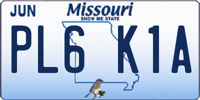 MO license plate PL6K1A