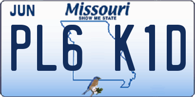 MO license plate PL6K1D