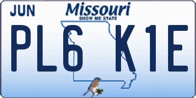 MO license plate PL6K1E