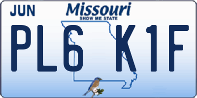 MO license plate PL6K1F