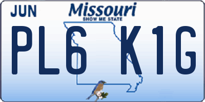 MO license plate PL6K1G