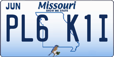 MO license plate PL6K1I