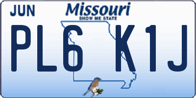MO license plate PL6K1J