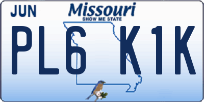 MO license plate PL6K1K