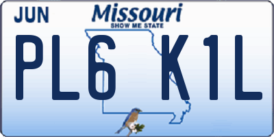 MO license plate PL6K1L