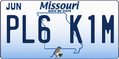 MO license plate PL6K1M