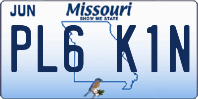 MO license plate PL6K1N