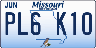 MO license plate PL6K1O