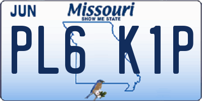MO license plate PL6K1P