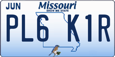 MO license plate PL6K1R