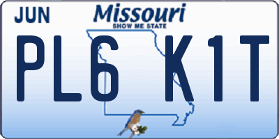 MO license plate PL6K1T