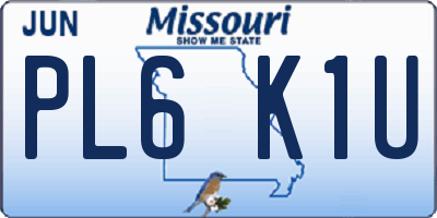 MO license plate PL6K1U
