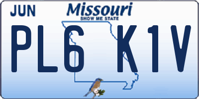 MO license plate PL6K1V