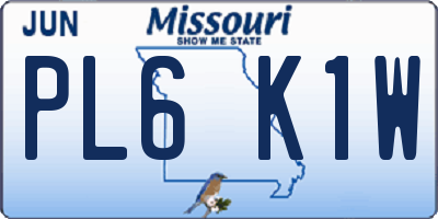 MO license plate PL6K1W
