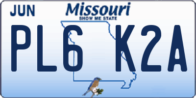 MO license plate PL6K2A