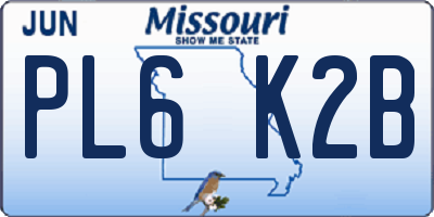 MO license plate PL6K2B