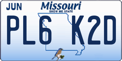 MO license plate PL6K2D