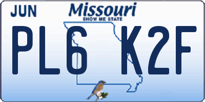 MO license plate PL6K2F