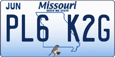 MO license plate PL6K2G