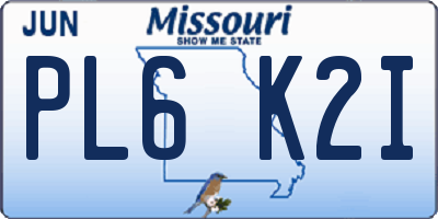 MO license plate PL6K2I