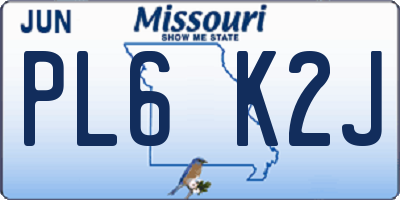 MO license plate PL6K2J