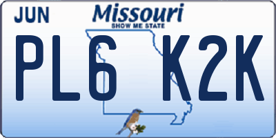 MO license plate PL6K2K